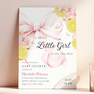 Invitation Baby shower Citrus Pink Bow Lemon