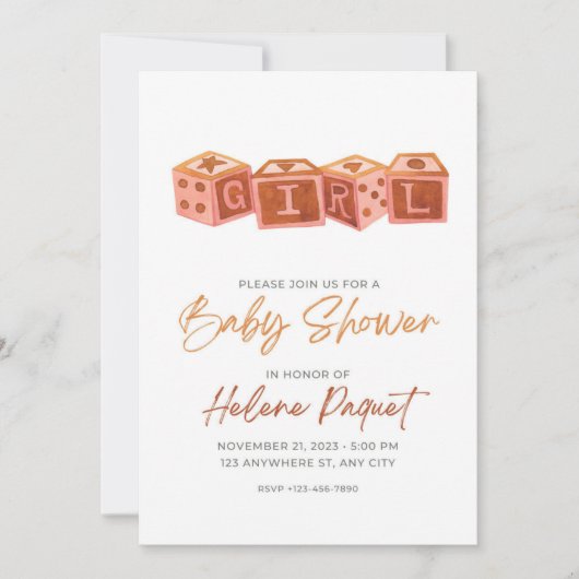 Invitation Baby shower classique (Devant)