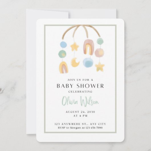 Invitation Baby shower classique (Devant)