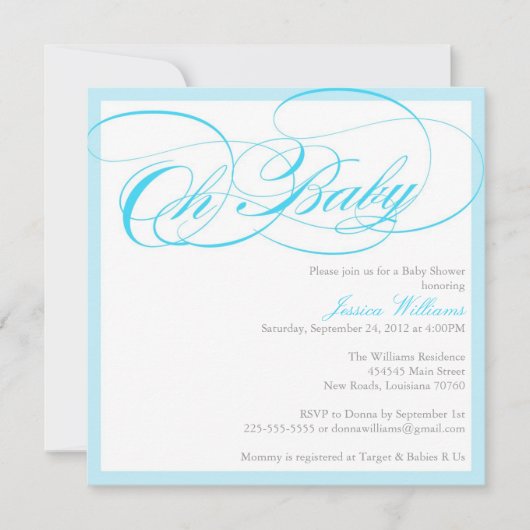 Invitation Baby shower classique (Devant)