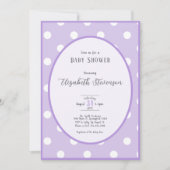 Invitation Baby Shower Classique à pois violets (Devant)