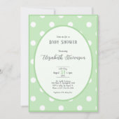 Invitation Baby Shower Classique aux Points Verts (Devant)