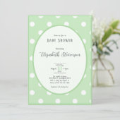 Invitation Baby Shower Classique aux Points Verts (Debout devant)