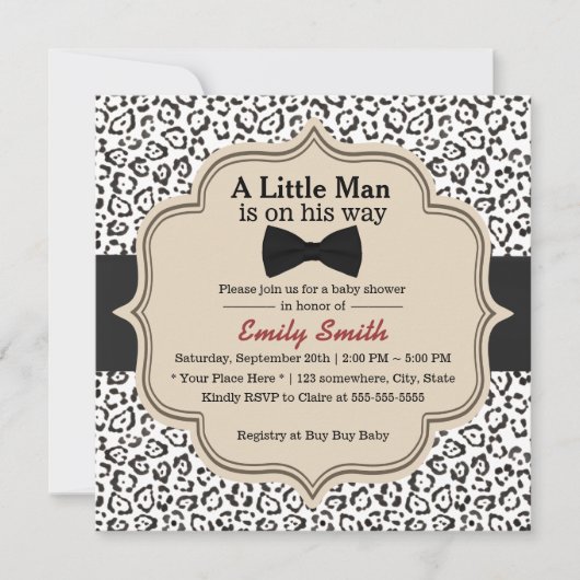 Invitation Baby shower classique Cravate de neige Empreinte d (Devant)
