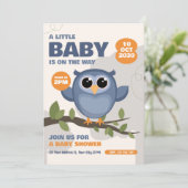 Invitation Baby shower classique Cute Owl (Debout devant)