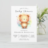 Invitation Baby shower classique de l'ours Boho (Debout devant)