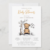 Invitation Baby shower classique de petit ours (Devant)