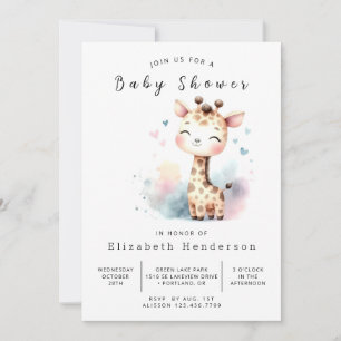 Invitation Baby shower classique en ligne de girafe