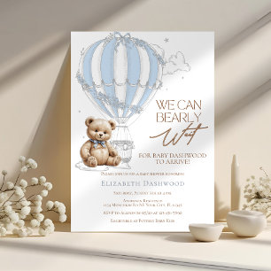 Invitation Baby shower classique en toile d'ours en peluche