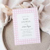 Invitation Baby shower Classique En vichy Rose pâle