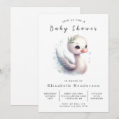 Invitation Baby Shower Classique Imprimable Cygne (Devant / Derrière)
