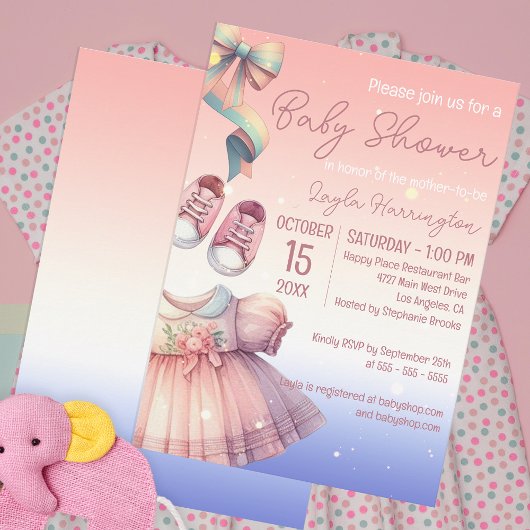 Invitation Baby shower classique Pastel Rose de charme