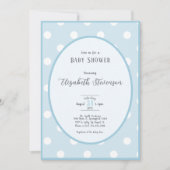 Invitation Baby Shower Classique Points Bleus (Devant)