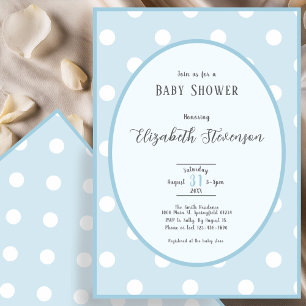 Invitation Baby Shower Classique Points Bleus