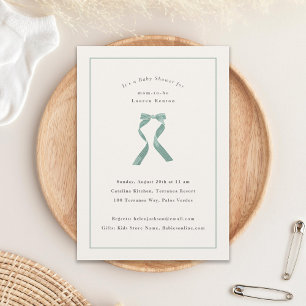 Invitation Baby shower classique Sage Green Bow