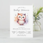 Invitation Baby shower classique simple de chouette (Debout devant)