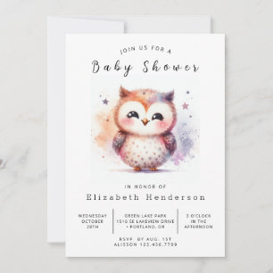 Invitation Baby shower classique simple de chouette