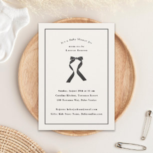 Invitation Baby shower classique subtil Black Bow