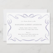 Invitation Baby shower classique violet au ruban (Devant)
