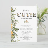 Invitation Baby shower Clementine Cutie moderne (Debout devant)