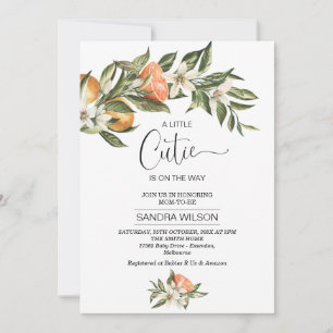 Invitation Baby shower Clementine Little Cutie à fleurs blanc