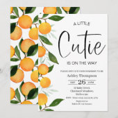 Invitation Baby shower Clementine Little Cutie moderne (Devant / Derrière)