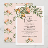 Invitation Baby shower Clementine Little Cutie rose (Devant / Derrière)