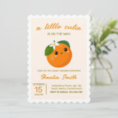 Invitation Baby shower Clementine Orange Little Cutie (Debout devant)