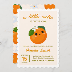 Invitation Baby shower Clementine Orange Little Cutie