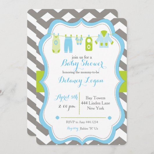 Invitation baby shower Clothesline (Devant / Derrière)