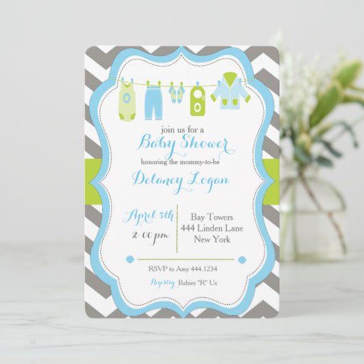 Invitation baby shower Clothesline (Debout devant)