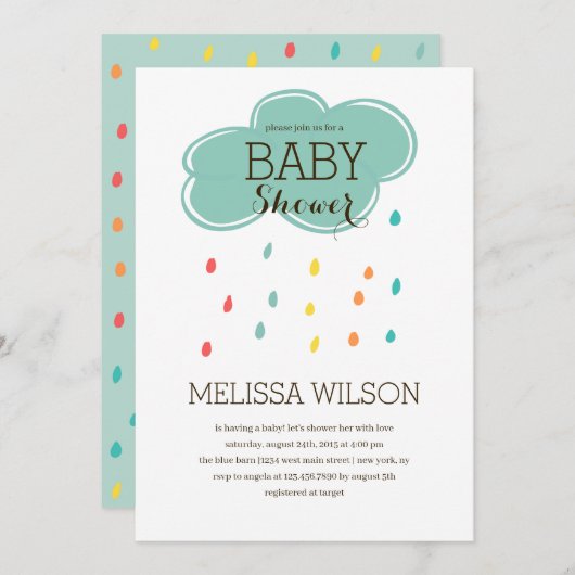 Invitation Baby shower Cloud (Devant / Derrière)