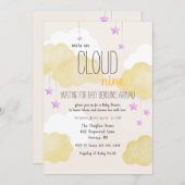 Invitation Baby shower Cloud 9 en or (Devant / Derrière)
