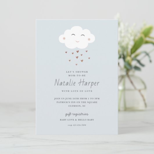 Invitation Baby shower Cloud mignon (Debout devant)