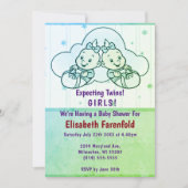 Invitation Baby shower Cloud Twin Girls en vert (Devant)