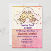 Invitation Baby shower Cloud Twin Girls Retro attendu (Devant)