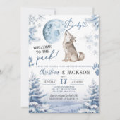 Invitation Baby shower Co-Ed Wolf Howling (Devant)