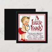 Invitation Baby Shower coccinelle rouge et noire (Devant / Derrière)