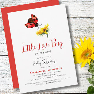 Invitation Baby Shower coccinelle, Thème petite fille amour i