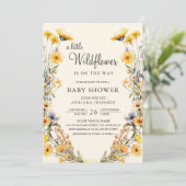 Invitation Baby Shower Code QR Fleurs de Wildflower Bohème Ja (Debout devant)