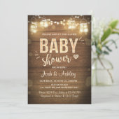 Invitation baby shower Coed Rustic Bois Mason Jarr (Debout devant)