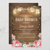 Invitation Baby shower Coed Rustic Floral Garden (Devant / Derrière)