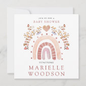 Invitation Baby shower Coeur arc-en-ciel Boho (Devant)