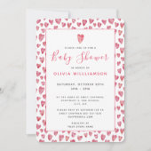 Invitation Baby shower Coeur d'aquarelle rose (Devant)