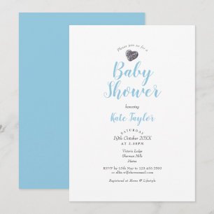 Invitation Baby shower Coeur de caillou mou / Saupoudrer
