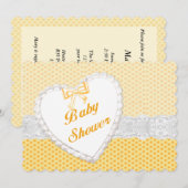 Invitation Baby shower Coeur de dentelle Polka Jaune Invitati (Devant / Derrière)