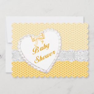 Invitation Baby shower Coeur de dentelle Polka Jaune Invitati