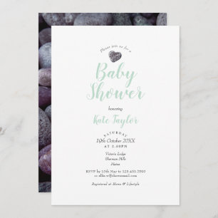 Invitation Baby shower Coeur de galets / Saupoudrage