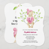 Invitation Baby shower Coeur de l'ours en peluche mignon (Devant / Derrière)