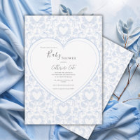 Baby Shower Cœur Floral Bleu Fantaisiste